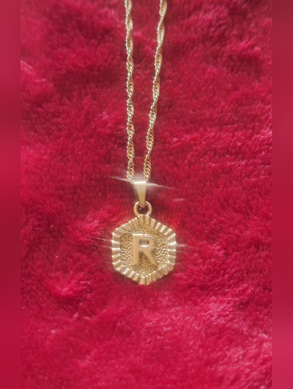 Oak & Ivy Boutique Stainless Gold Tone R Initial Adjustable Necklace NWOT